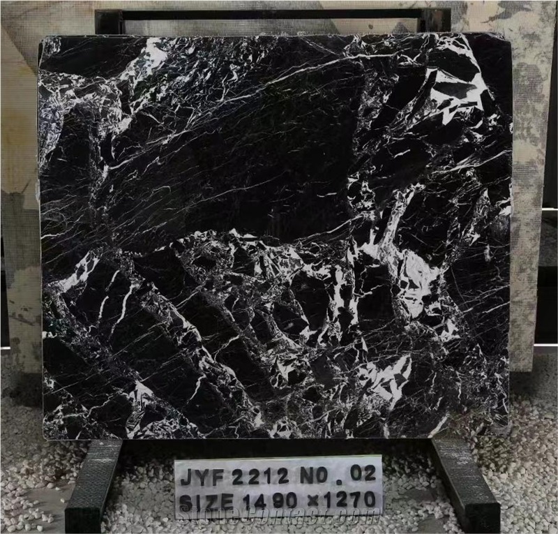 Napoleon Black Marble Pattern Slabs Polished