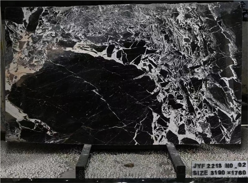 Napoleon Black Marble Pattern Slabs Polished