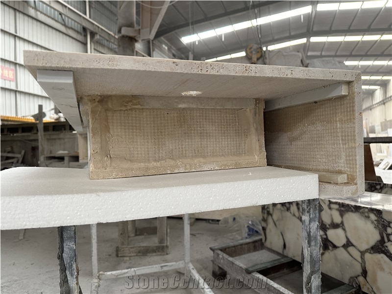 Italy Travertine Intergrated Sink Kitchen Countertop