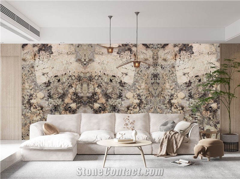 Natural Snow Mountain White Slab Granite Decor Stones Tiles