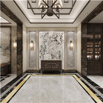 Natural Snow Mountain White Slab Granite Decor Stones Tiles