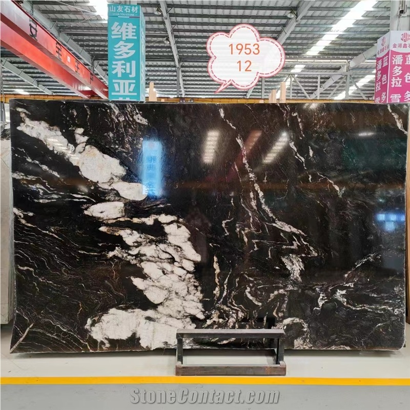 Brazil Titanium Granite Slabs Black Gold Galaxy Starry Sky
