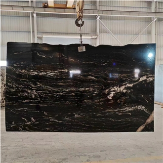 Brazil Titanium Granite Slabs Black Gold Galaxy Starry Sky