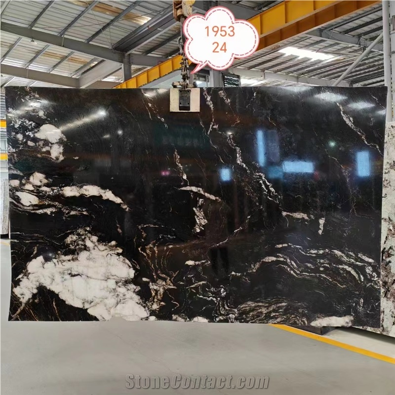 Brazil Titanium Granite Slabs Black Gold Galaxy Starry Sky