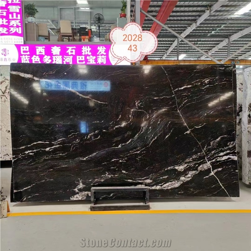 Brazil Titanium Granite Slabs Black Gold Galaxy Starry Sky