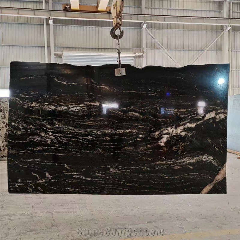 Brazil Titanium Granite Slabs Black Gold Galaxy Starry Sky