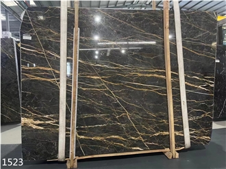Port Saint Laurent Marble Slabs Nero Portoro Brown Stone Port Saint Laurent Marble Slabs Nero Portoro Brown Stone