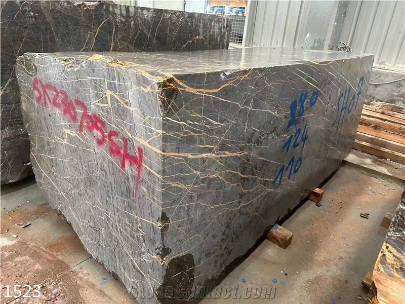 Port Saint Laurent Marble Slabs Nero Portoro Brown Stone