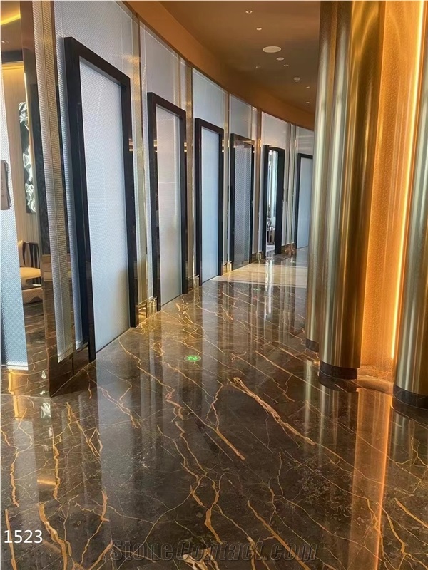 Port Saint Laurent Marble Slabs Nero Portoro Brown Stone