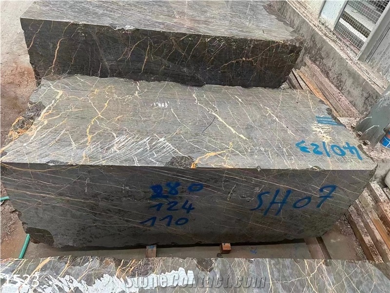 Port Saint Laurent Marble Slabs Nero Portoro Brown Stone