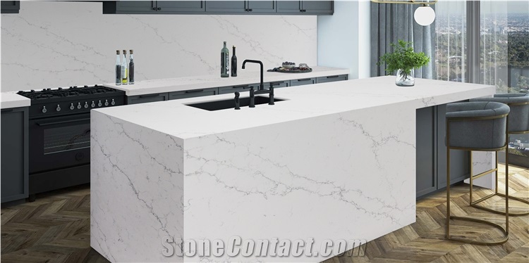 Venatino Statuary Calacatta White Quartz Stone  Countertops