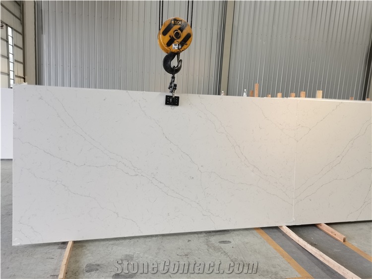 Venatino Statuary Calacatta White Quartz Stone  Countertops
