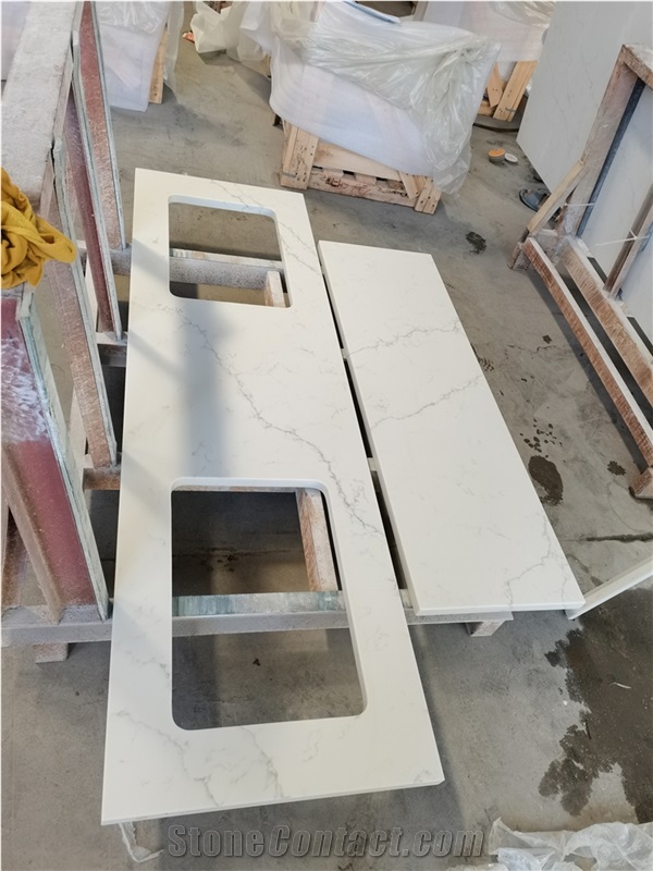 Venatino Statuary Calacatta White Quartz Stone  Countertops