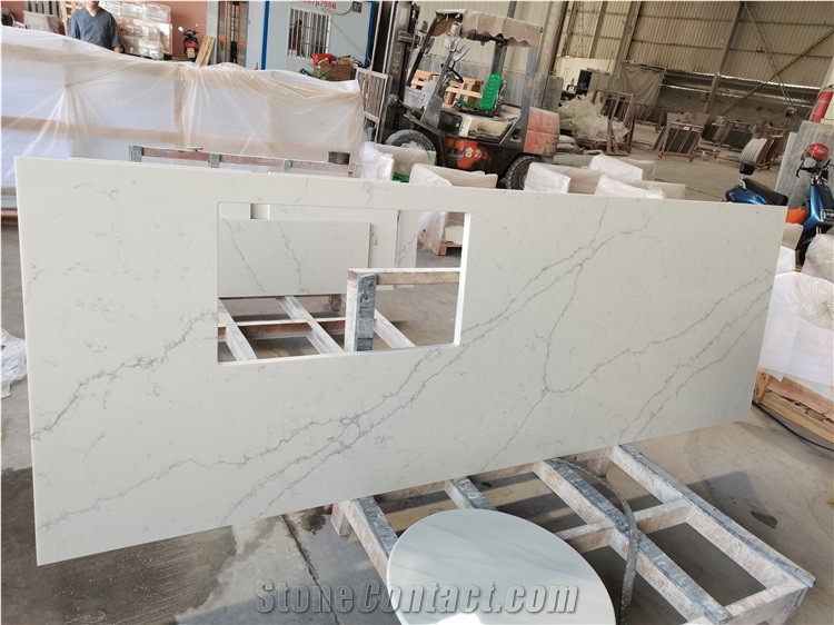 Venatino Statuary Calacatta White Quartz Stone  Countertops