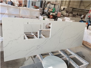 Venatino Statuary Calacatta White Quartz Stone  Countertops