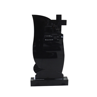 Premium Black Granite Russian Style Upright Headstone