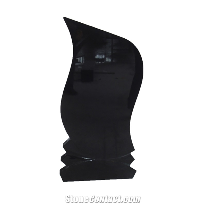 Premium Black Granite Russian Style Upright Headstone
