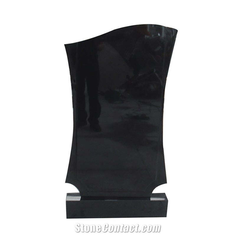 Premium Black Granite Russian Style Upright Headstone