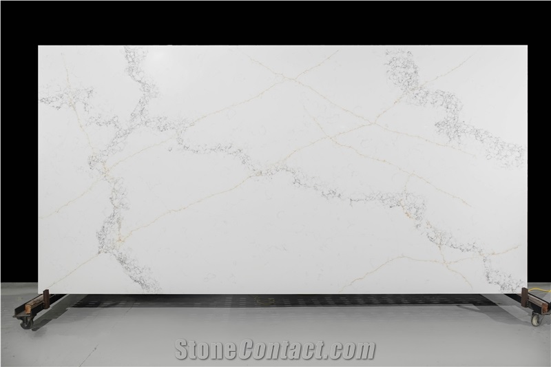 Ash Quartz - Calacatta Gold With Grey Vein Quartz Slabs