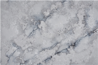 Cracked Veined Horizontal Elegant White Quartz Slabs AQ8646