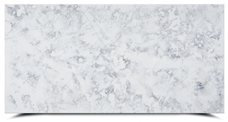 Marble Look Quartz Slabs With Soft Light Blue Veins AQ8645