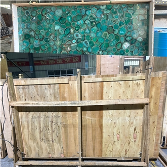 Natural Backlit Green Agate Flooring Gemstone Tiles