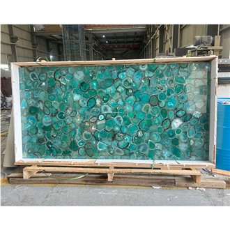 Polished Green Agate Semi Precious Stone Wall Panels
