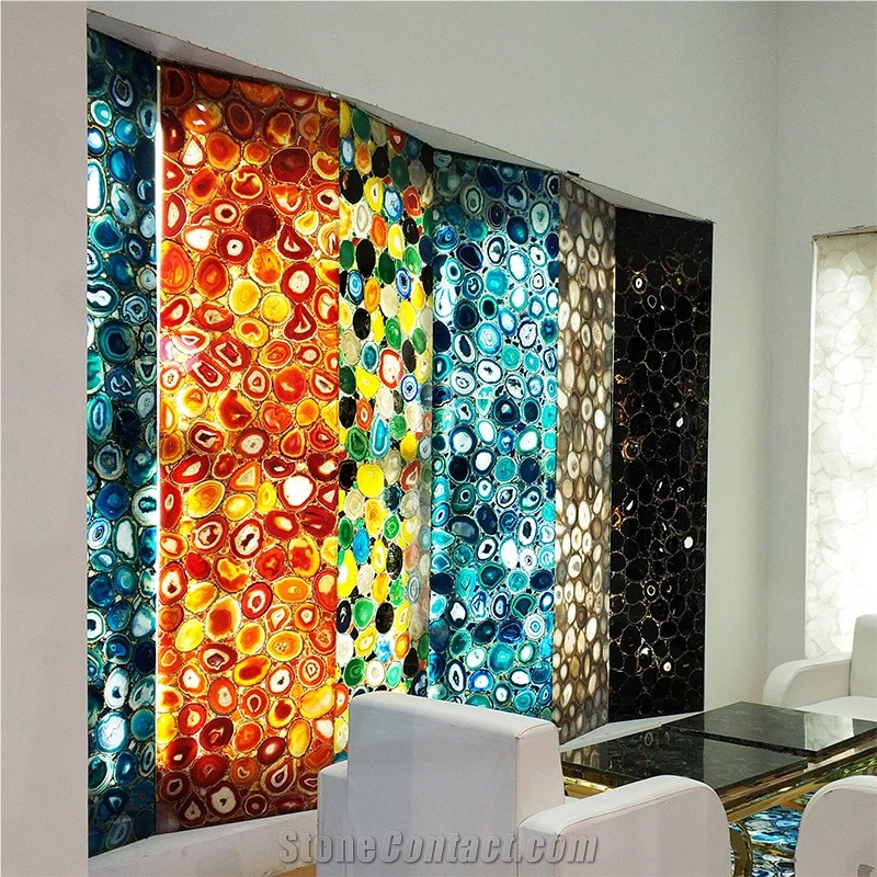 Polished Green Agate Semi Precious Stone Wall Panels