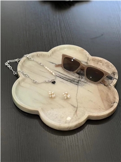 Calacatta Carrara White Marble Square Tea Trays For Kitchen Decor