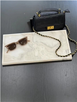 Calacatta Carrara White Marble Square Tea Trays For Kitchen Decor