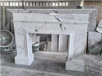 Marble Statuario Carrara Indoor Fireplace For Home Decor