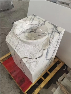 Solid Milas Lilac Marble Round Pedestal Wash Basin For Bathroom Solid Milas Lilac Marble Round Pedestal Wash Basin For Bathroom