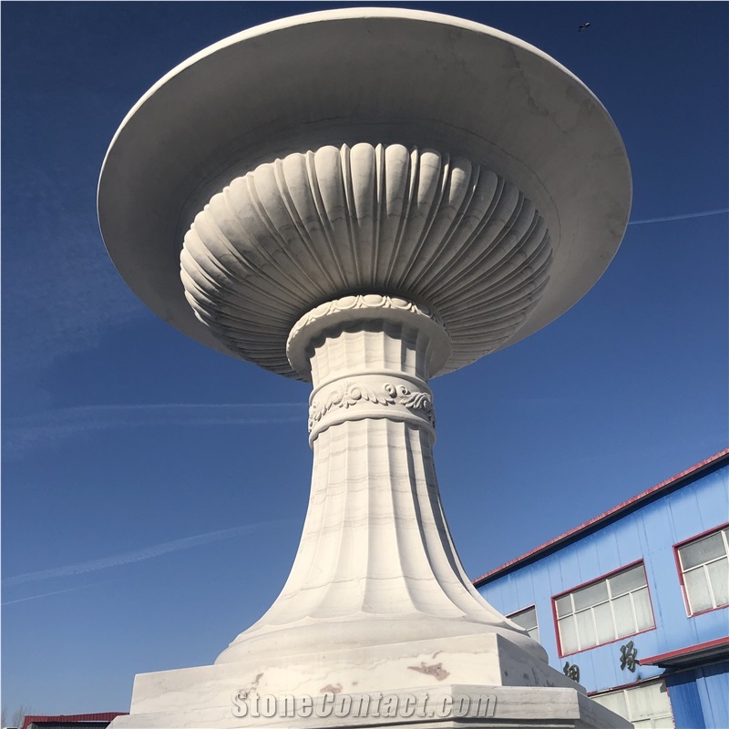 White Marble Garden Fountain Custom Made Landscapes