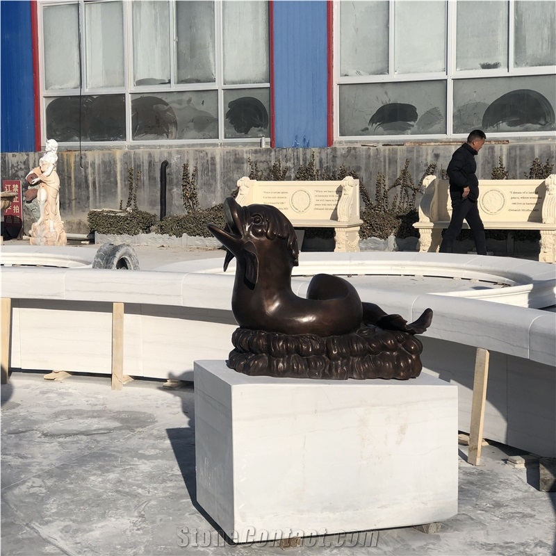 White Marble Garden Fountain Custom Made Landscapes