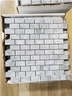 Super White Mosaic Kitkat Penny Round Herringbone 1Cm