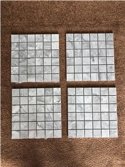 Super White Mosaic Kitkat Penny Round Herringbone 1Cm