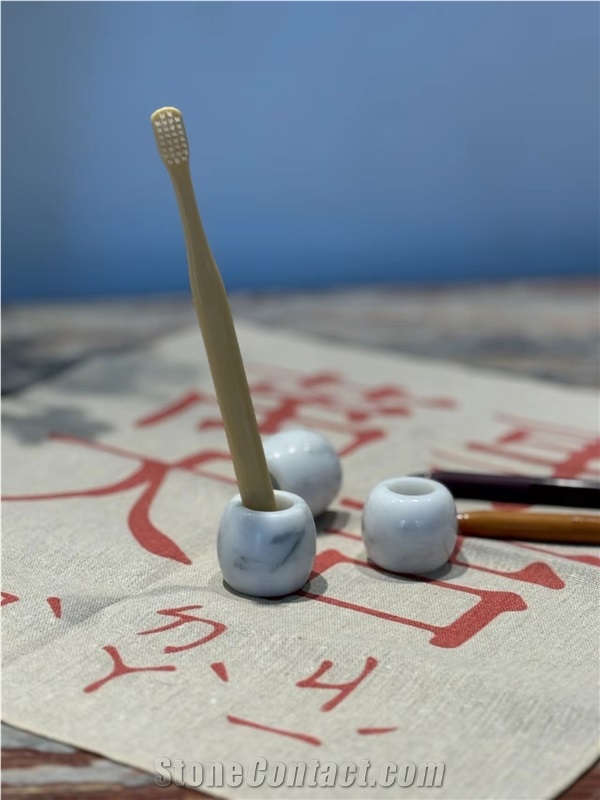 Carrara White Marble Small Pen Case Home Decor Products