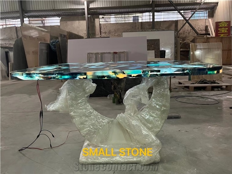 Blue Agate  Custom Furniture, Backlit Stone Living Room
