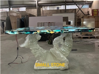 Blue Agate  Custom Furniture, Backlit Stone Living Room