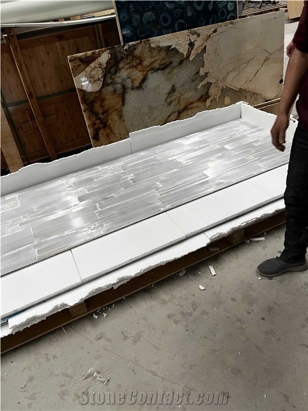 White  Semiprecious Stone Tiles Solid Surface Table Tops