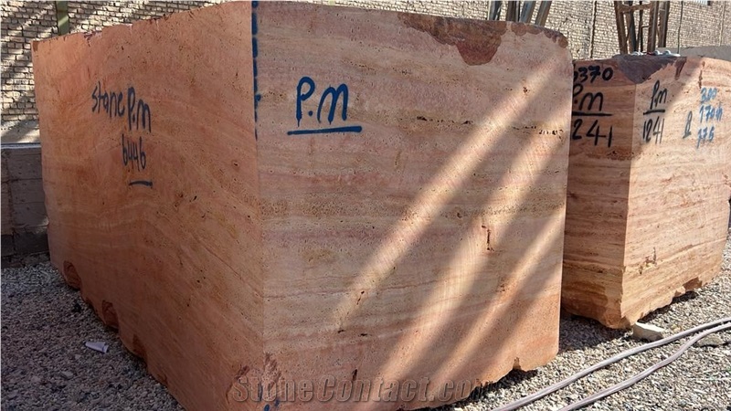 Red Travertine Blocks 1