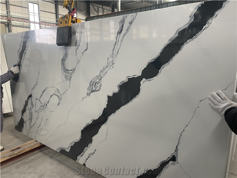 Panda White Style Quartz Slabs Factory Direct Sales