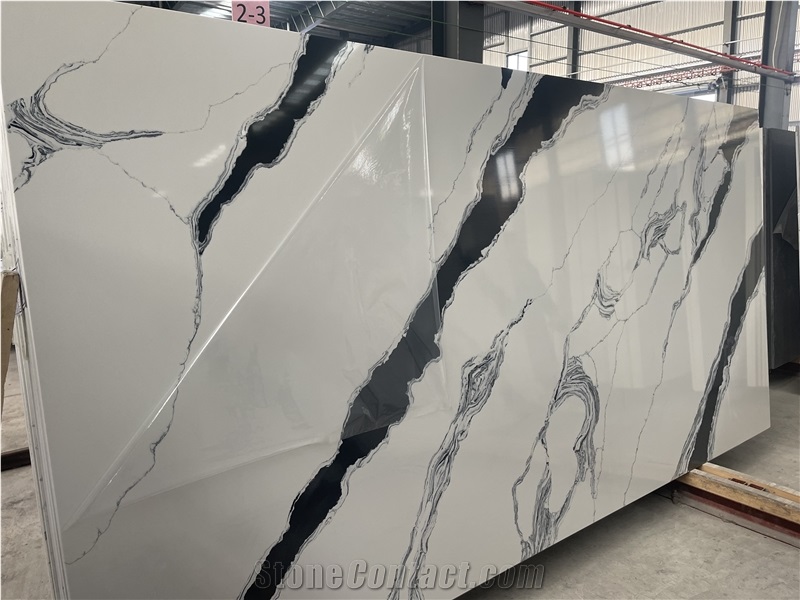 Panda White Style Quartz Slabs Factory Direct Sales