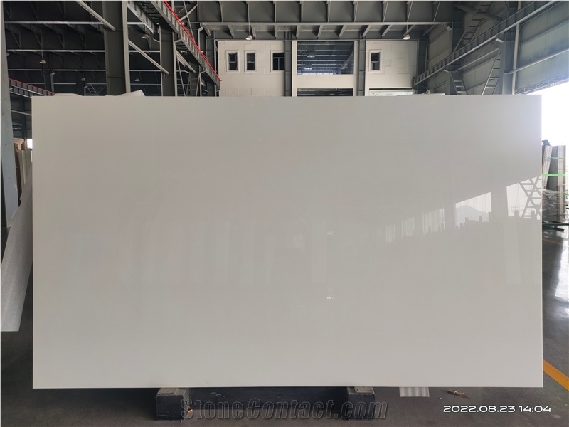 Plain White Nano Crystallized Stone Slabs