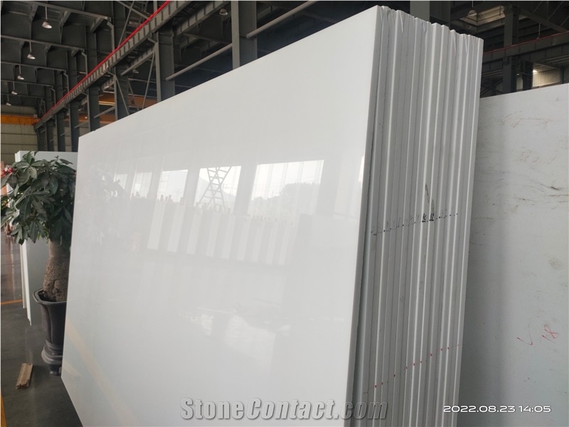 Plain White Nano Crystallized Stone Slabs