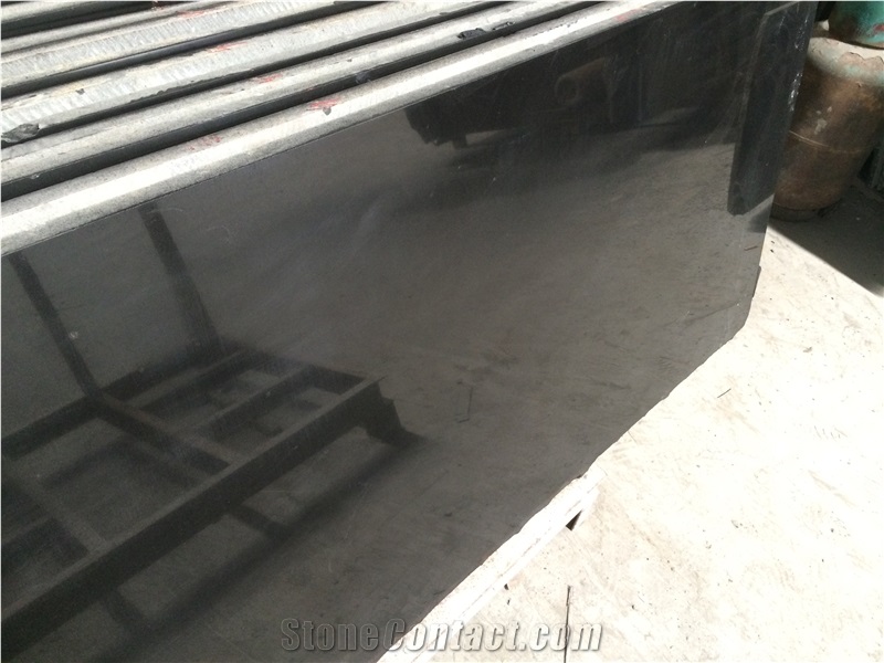 Chinese Mongolia Pure Black Granite Slabs