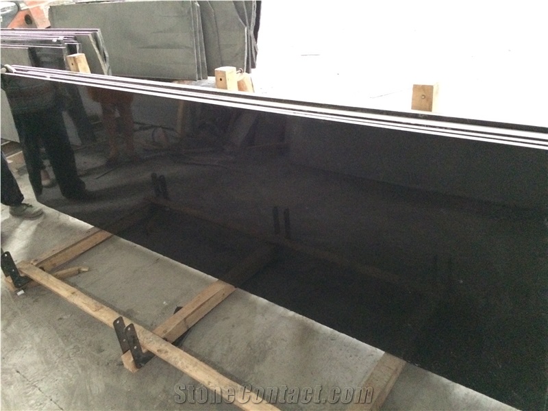 Chinese Mongolia Pure Black Granite Slabs