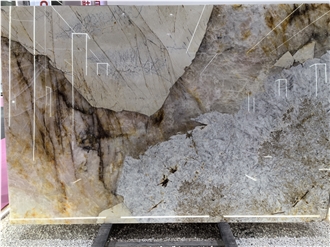 Big Golden Crystal Patagonia Quartzite Slabs Big Golden Crystal Patagonia Quartzite Slabs