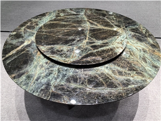 Lighting Green Marble Round Table Custom Tops