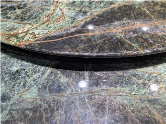 Lighting Green Marble Round Table Custom Tops